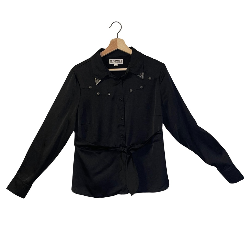 Idyllwind Miranda Lambert Black Western Stud Tie Waist Shirt Womens Medium